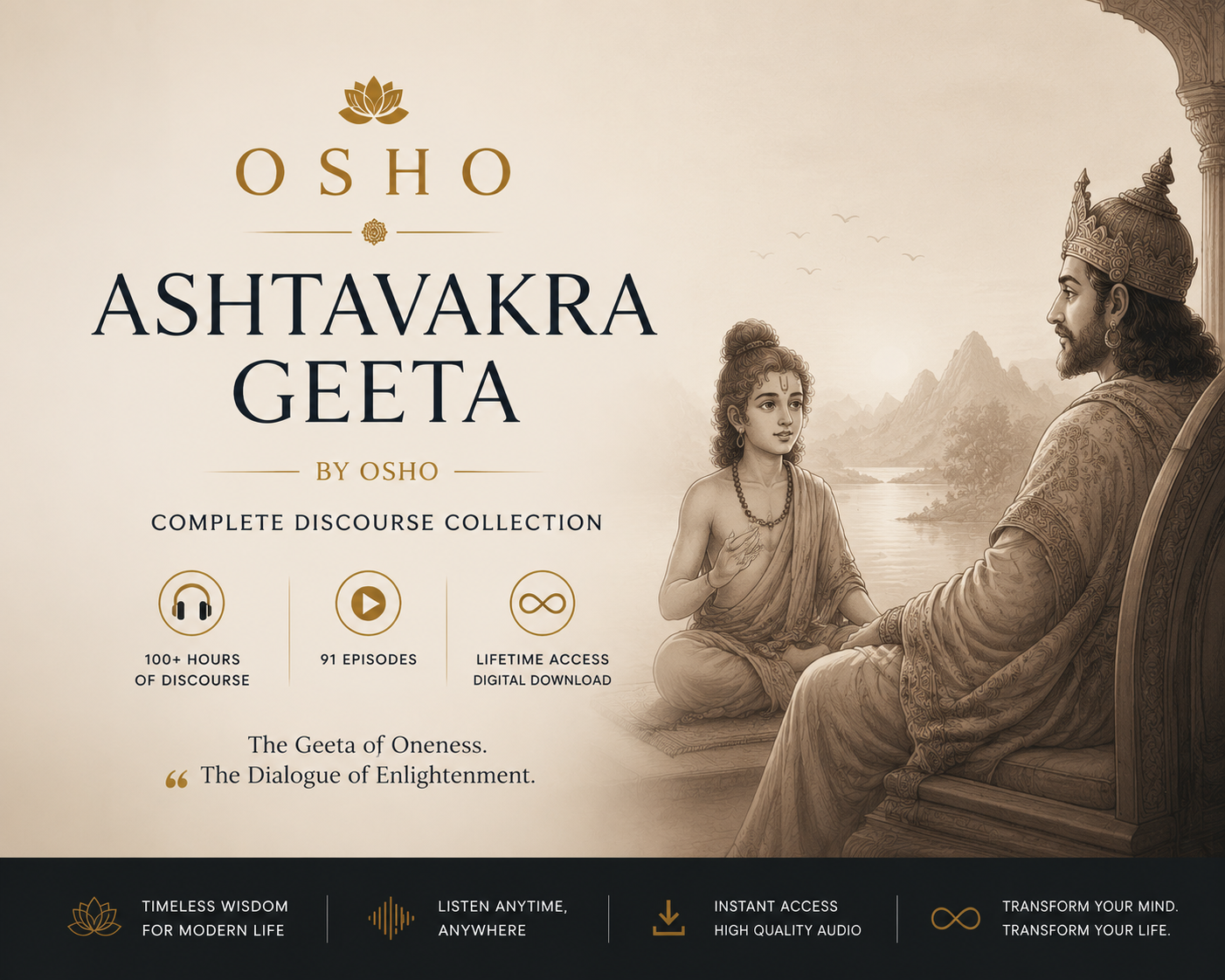 OSHO's Ashtavakra Mahageeta – All 91 Hindi Audio Discourses | Lifetime Digital Access
