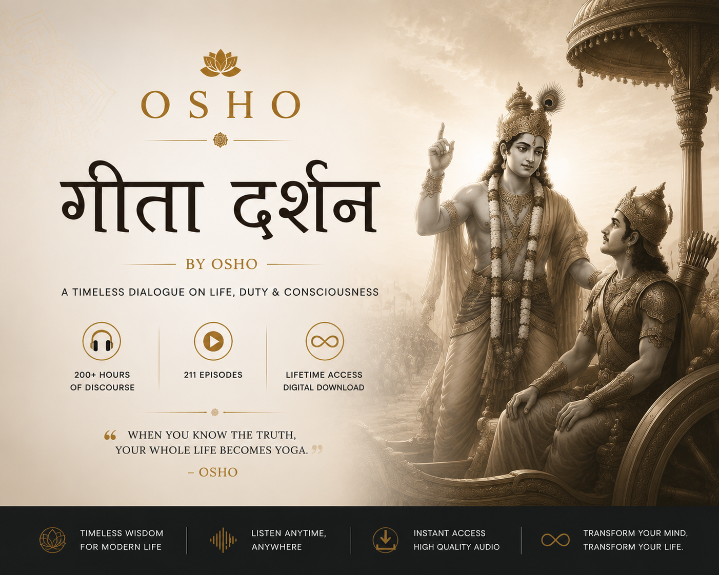Geeta Darshan by Osho — Complete Audio Discourse Series- 18 Volumes, 211 episodes